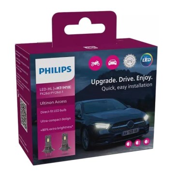 KOMPLET 2x LED auto sijalica 11972 U2500 CX H7/H18 PX26d/PY26d-1/16W/12V 6000K