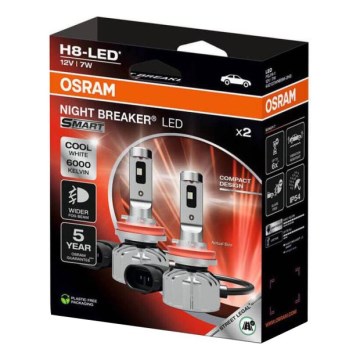 Komplet 2x LED auto sijalice NIGHT BREAKER SMART H8 PGJ19-1/7W/12V 6000K - Osram