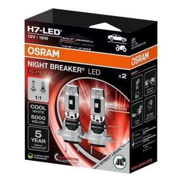 Komplet 2x LED automobilske sijalice NIGHT BREAKER SPEED H7 PX26d/16W/12V 6000K - Osram
