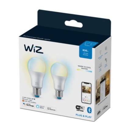 Komplet 2x LED prigušiva sijalica A60 E27/8W/230V 2700-6500K CRI 90 Wi-Fi - WiZ