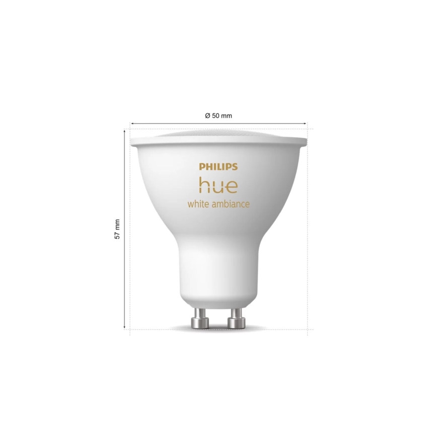 Komplet 2x LED prigušiva sijalica Philips Hue WHITE AMBIANCE GU10/4,2W/230V 2200-6500K