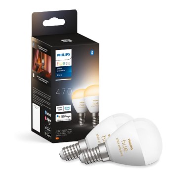 KOMPLET 2x LED prigušiva sijalica Philips Hue WHITE AMBIANCE P45 E14/5,1W/230V 2200-6500K