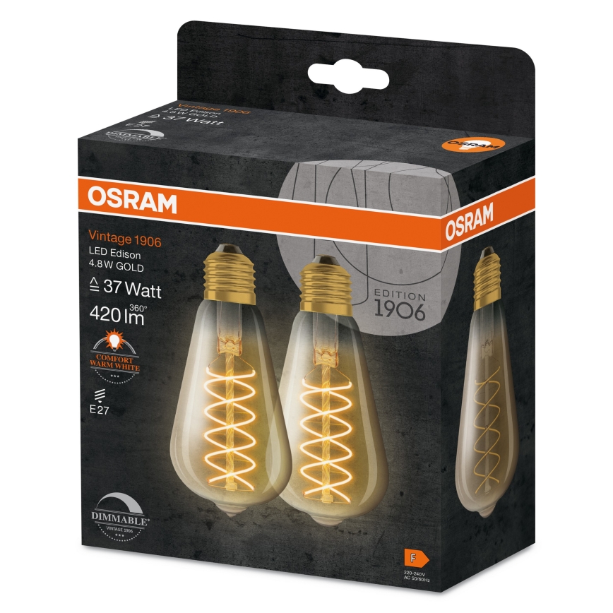 Komplet 2x LED prigušiva sijalica VINTAGE FILAMENT E27/7,8W/230V 1800K - Osram
