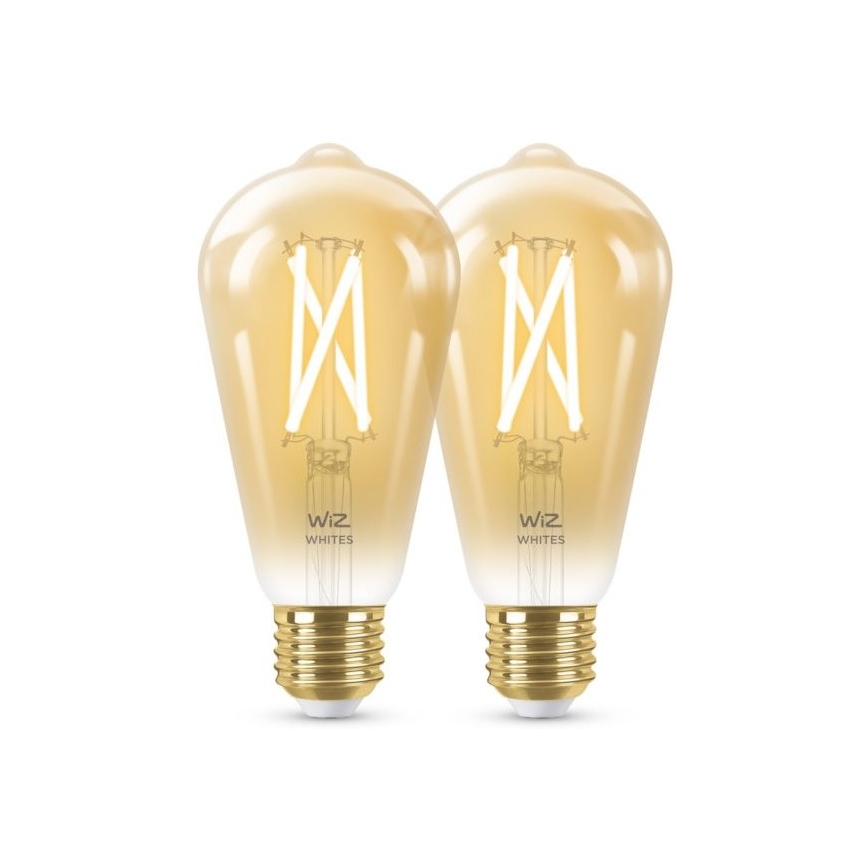 Komplet 2x LED prigušiva sijalica VINTAGE FILAMENT ST64 E27/6,7W/230V 2000-5000K Wi-Fi - WiZ