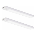KOMPLET 2x LED punjivo osvetljenje za nameštaj sa senzorom pokreta i sumraka VIRO LED/1,2W/3,7V 800 mAh 3000/4000/6500K 30 cm bela