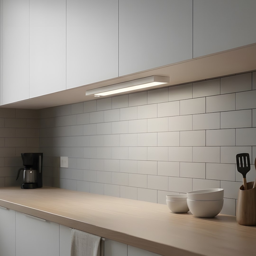 KOMPLET 2x LED punjivo osvetljenje za nameštaj sa senzorom pokreta i sumraka VIRO LED/1,2W/3,7V 800 mAh 3000/4000/6500K 30 cm bela