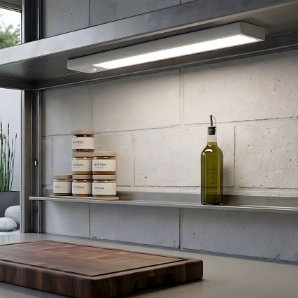KOMPLET 2x LED punjivo osvetljenje za nameštaj sa senzorom pokreta i sumraka VIRO LED/1,2W/3,7V 800 mAh 3000/4000/6500K 30 cm bela