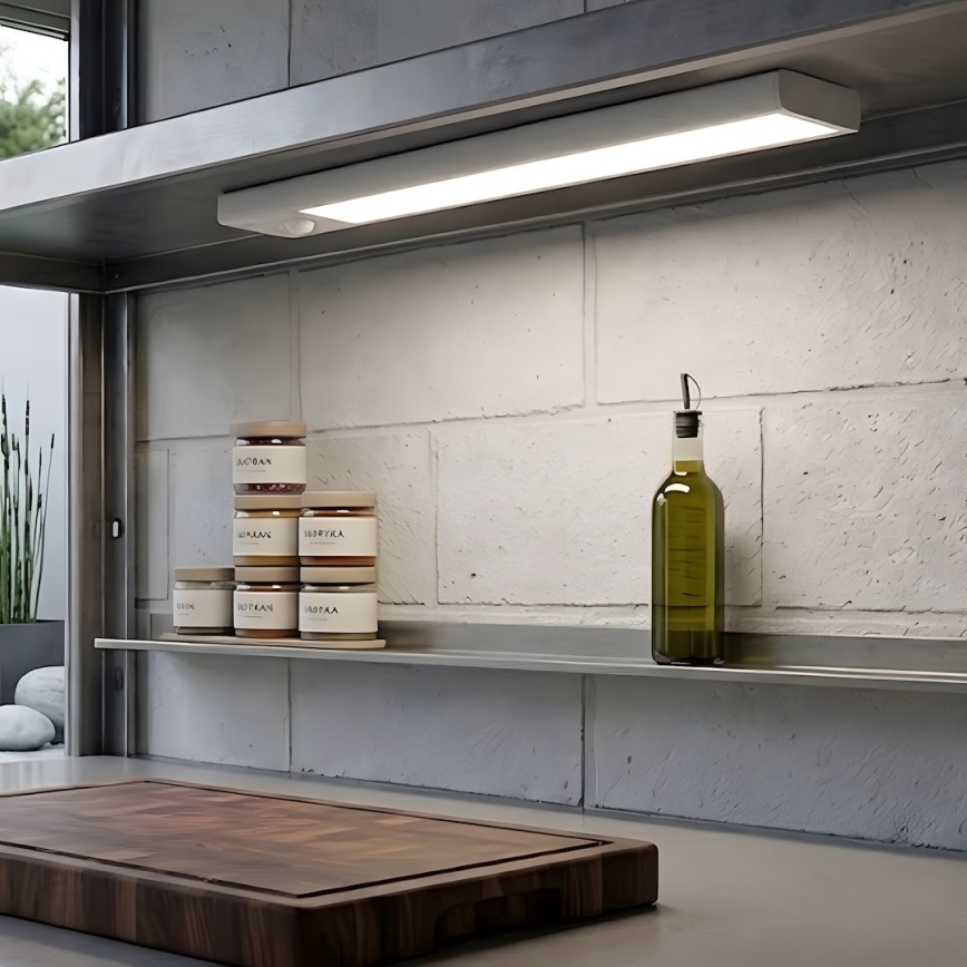 KOMPLET 2x LED punjivo osvetljenje za nameštaj sa senzorom pokreta i sumraka VIRO LED/1,2W/3,7V 800 mAh 3000/4000/6500K 30 cm bela
