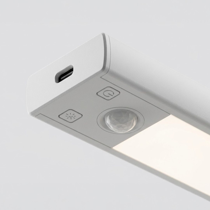KOMPLET 2x LED punjivo osvetljenje za nameštaj sa senzorom pokreta i sumraka VIRO LED/1,2W/3,7V 800 mAh 3000/4000/6500K 30 cm bela