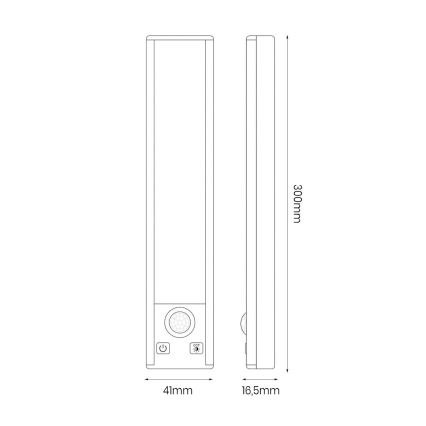 KOMPLET 2x LED punjivo osvetljenje za nameštaj sa senzorom pokreta i sumraka VIRO LED/1,2W/3,7V 800 mAh 3000/4000/6500K 30 cm bela