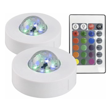 Komplet 2x LED RGB prigušiva dekorativna svetiljka FESTA 3xAAA/4,5V + daljinski upravljač