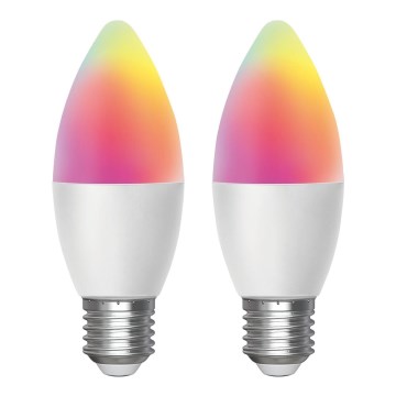 KOMPLET 2x LED RGBW prigušiva sijalica MESH Smart C37 E27/6,5W/230V 2700-6500K + daljinski upravljač - Aigostar