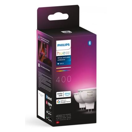 Komplet 2x LED RGBW prigušiva sijalica Philips Hue White And Color Ambiance GU5,3/MR16/6,3W/12V 2000-6500K