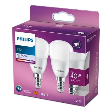Komplet 2x LED sijalica Philips P45 E14/5W/230V 4000K