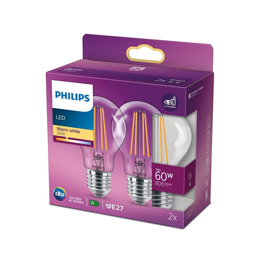 Komplet 2x LED sijalice VINTAGE Philips E27/7W/230V 2700K