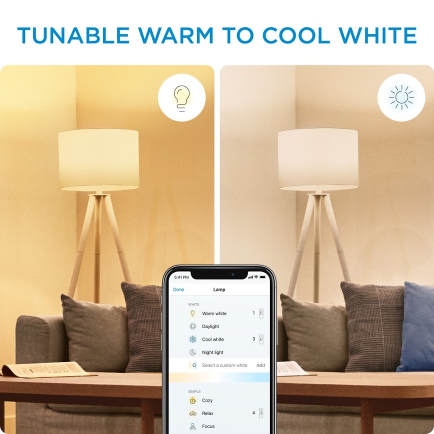 Komplet 2x prigušiva LED sijalica C37 E14/4,9W/230V 2700-6500K CRI 90 Wi-Fi - WiZ