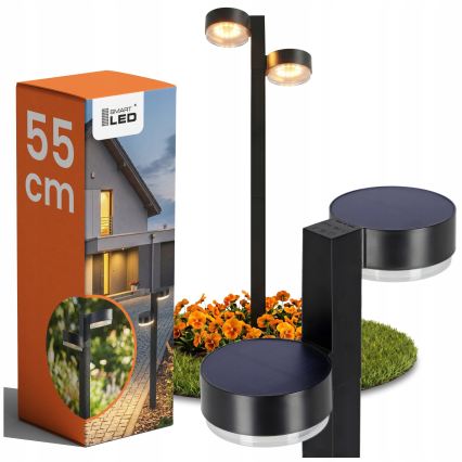 Komplet 2x solarna LED lampa 2xLED/1W/3,7V 1200 mAh 55 cm IP65 crna