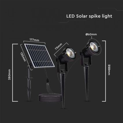 Komplet 2x solarnih LED lampi za spoljašnju upotrebu 2xLED/1,2W/3,7V IP65 3000K 4000 mAh
