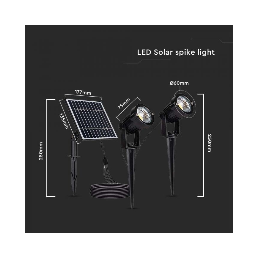 Komplet 2x solarnih LED lampi za spoljašnju upotrebu 2xLED/1,2W/3,7V IP65 3000K 4000 mAh