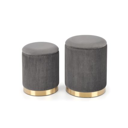 KOMPLET 2x tabure MONTY prečnik 36/66 cm siva/zlatna