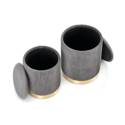 KOMPLET 2x tabure MONTY prečnik 36/66 cm siva/zlatna