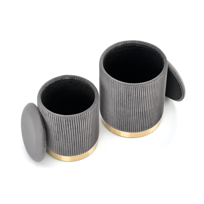 KOMPLET 2x tabure MONTY prečnik 36/66 cm siva/zlatna