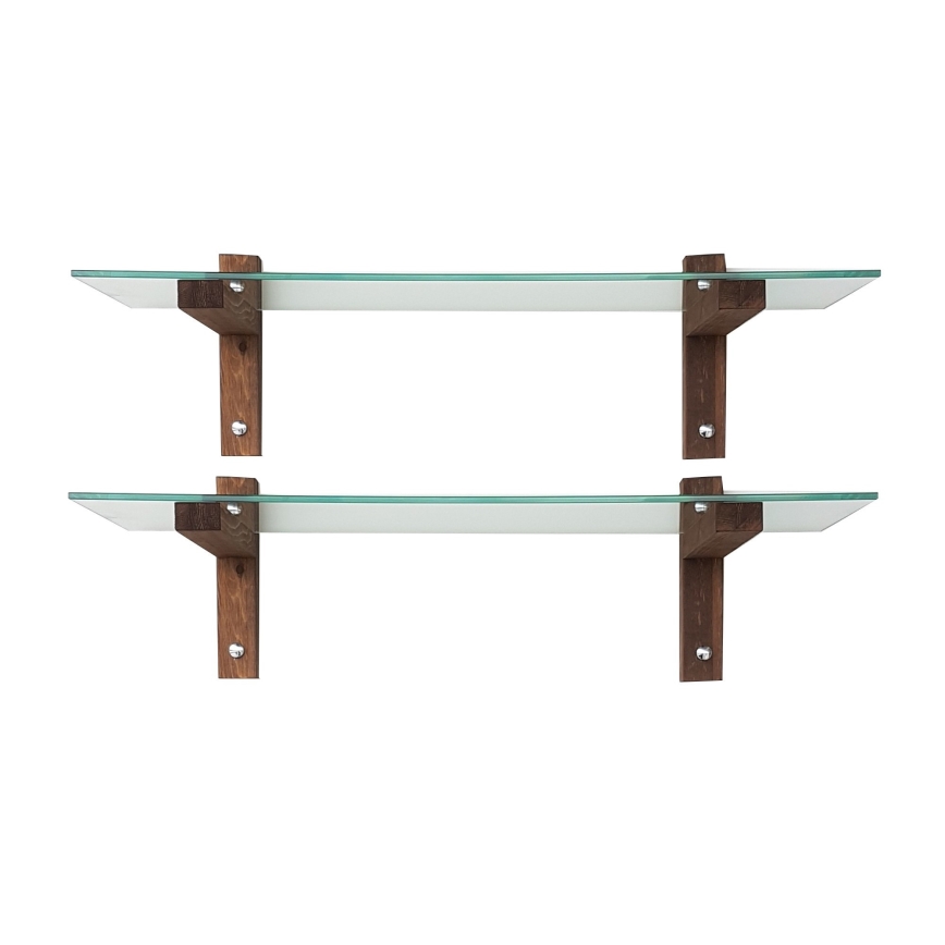 KOMPLET 2x zidna polica 25x85 cm borovina/prozirna