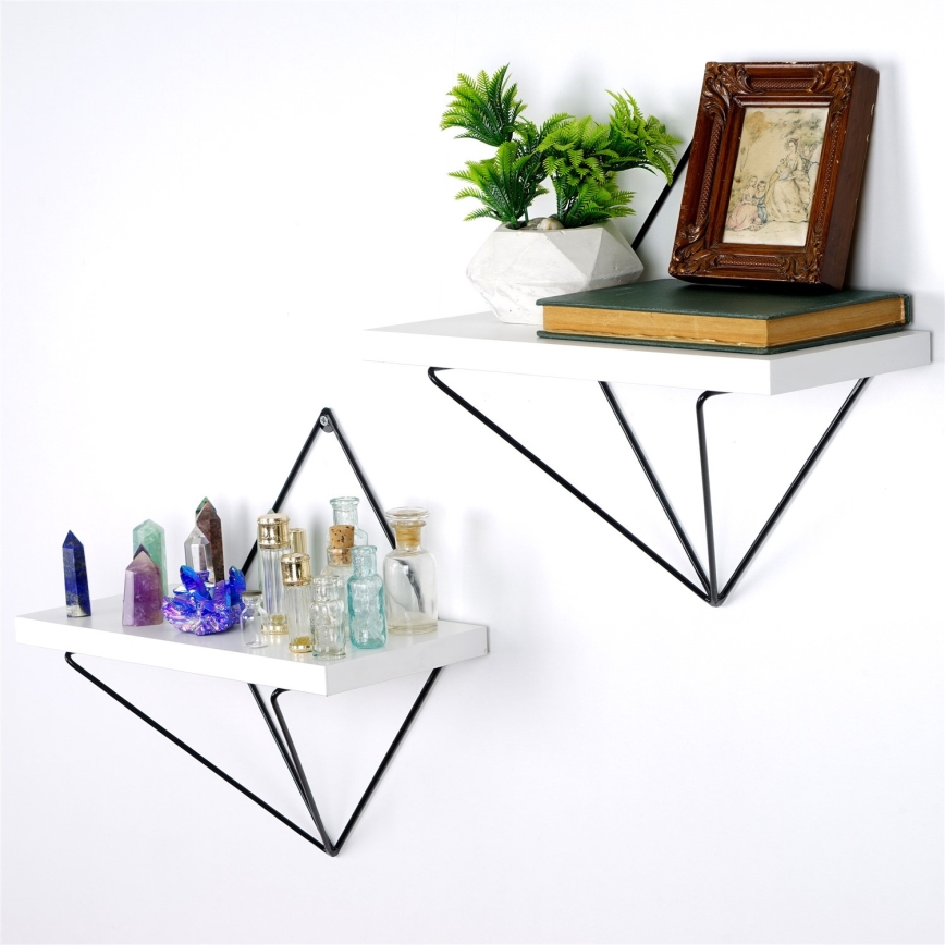 KOMPLET 2x zidne police 14x30 cm bele