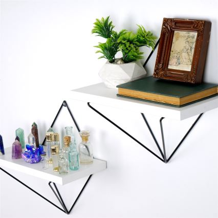 KOMPLET 2x zidne police 14x30 cm bele