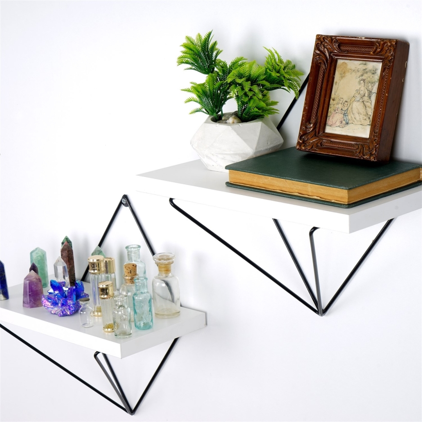 KOMPLET 2x zidne police 14x30 cm bele