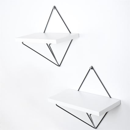 KOMPLET 2x zidne police 14x30 cm bele