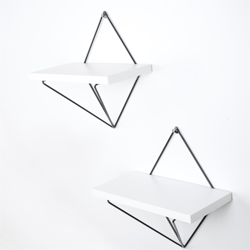 KOMPLET 2x zidne police 14x30 cm bele