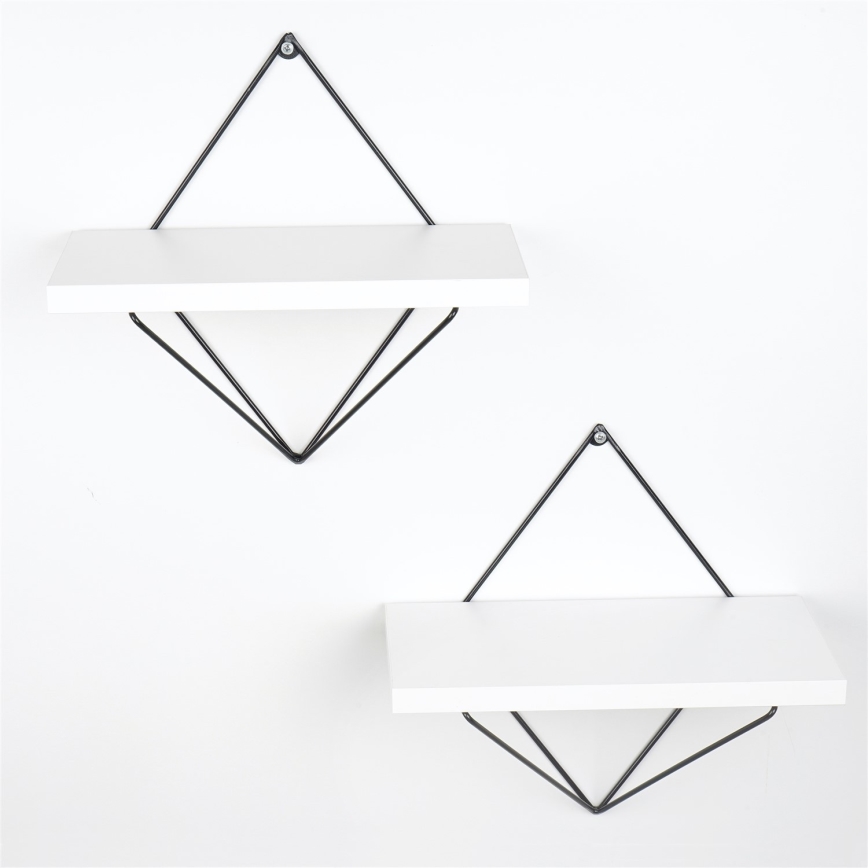 KOMPLET 2x zidne police 14x30 cm bele