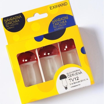 Komplet 3 x zamenskih sijalica MUSHROOM E10/20V/0,1A, crvene, proizvedeno u Češkoj