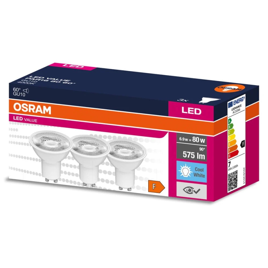 Komplet 3x LED reflektorska sijalica PAR16 GU10/6,9W/230V 4000K 60° - Osram