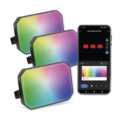 Komplet 3x LED RGBIC prigušiva spoljašnji reflektor GoSmart LED/14W/230V 3000-6500K IP65 Wi-Fi Tuya