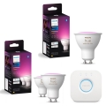 Komplet 3x LED RGBW prigušiva sijalica Philips Hue WHITE AND COLOR AMBIANCE GU10/4,2W/230V 2000-6500K + Hue bridge