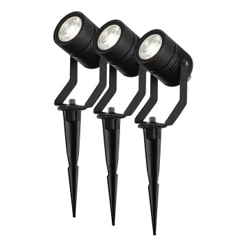 Komplet 3x LED RGBW prigušiva spoljašnja lampa SmartLife LED/3W/230V IP65 Wi-Fi Tuya crna