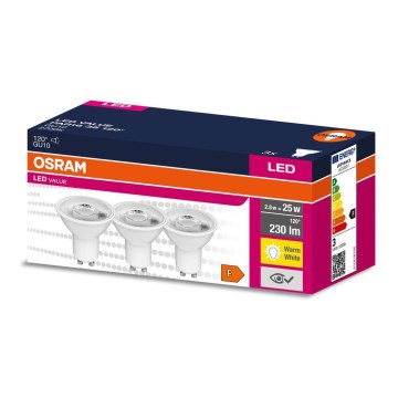 KOMPLET 3x LED sijalica PAR16 GU10/2,8W/230V 2700K 120° - Osram