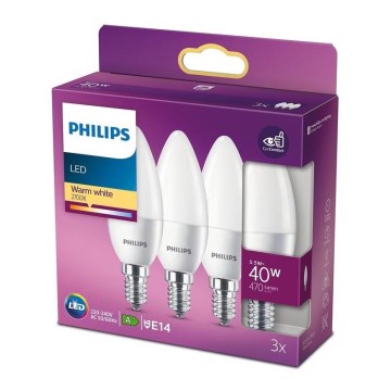 Komplet 3x LED sijalica Philips B35 E14/5,5W/230V 2700K