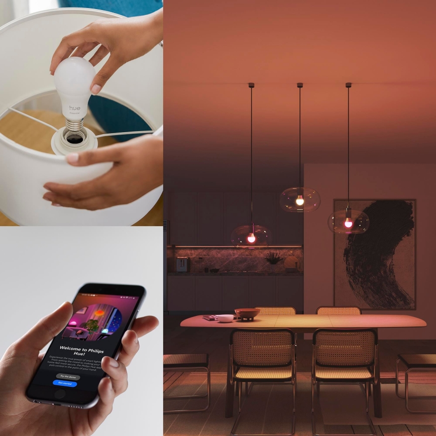 Komplet od 3 prigušive LED sijalice Philips Hue White And Color Ambiance Essential E27/8W/230V 2200-6500K