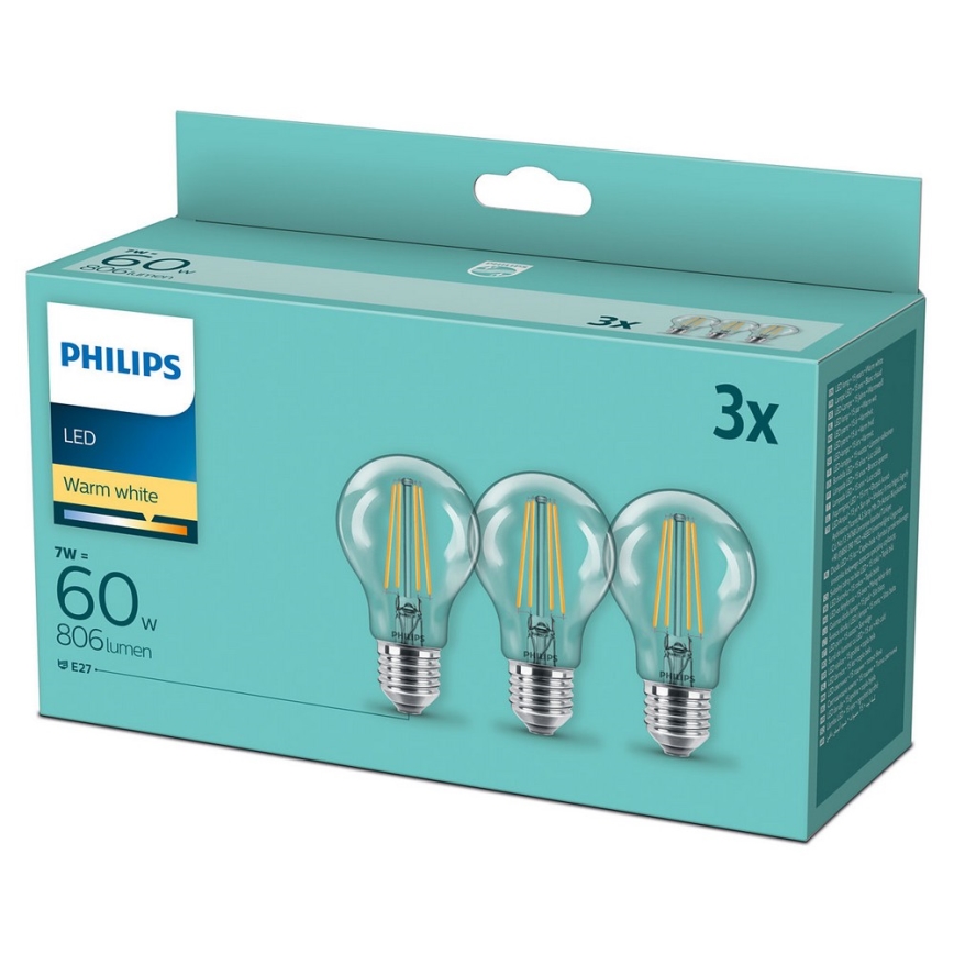 KOMPLET 3x LED sijalica VINTAGE Philips A60 E27/7W/230V 2700K
