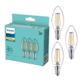 Komplet 3x LED sijalica VINTAGE Philips B35 E14/4,3W/230V 2700K