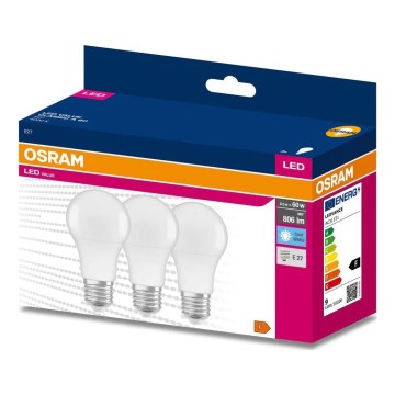 Komplet 3x LED sijalice A60 E27/8,5W/230V 6500K - Osram
