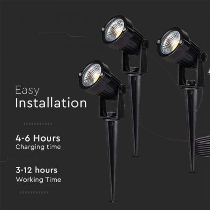 Komplet 3x LED spoljna solarna lampa 3xLED/1,2W/3,7V IP65 3000K 4000 mAh