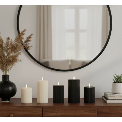 KOMPLET 3x LED sveća BRILLO LED/2xAA crna + daljinski upravljač