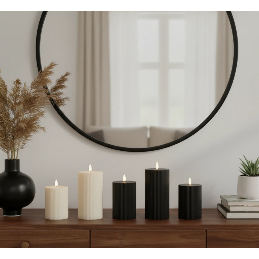 KOMPLET 3x LED sveća BRILLO LED/2xAA crna + daljinski upravljač