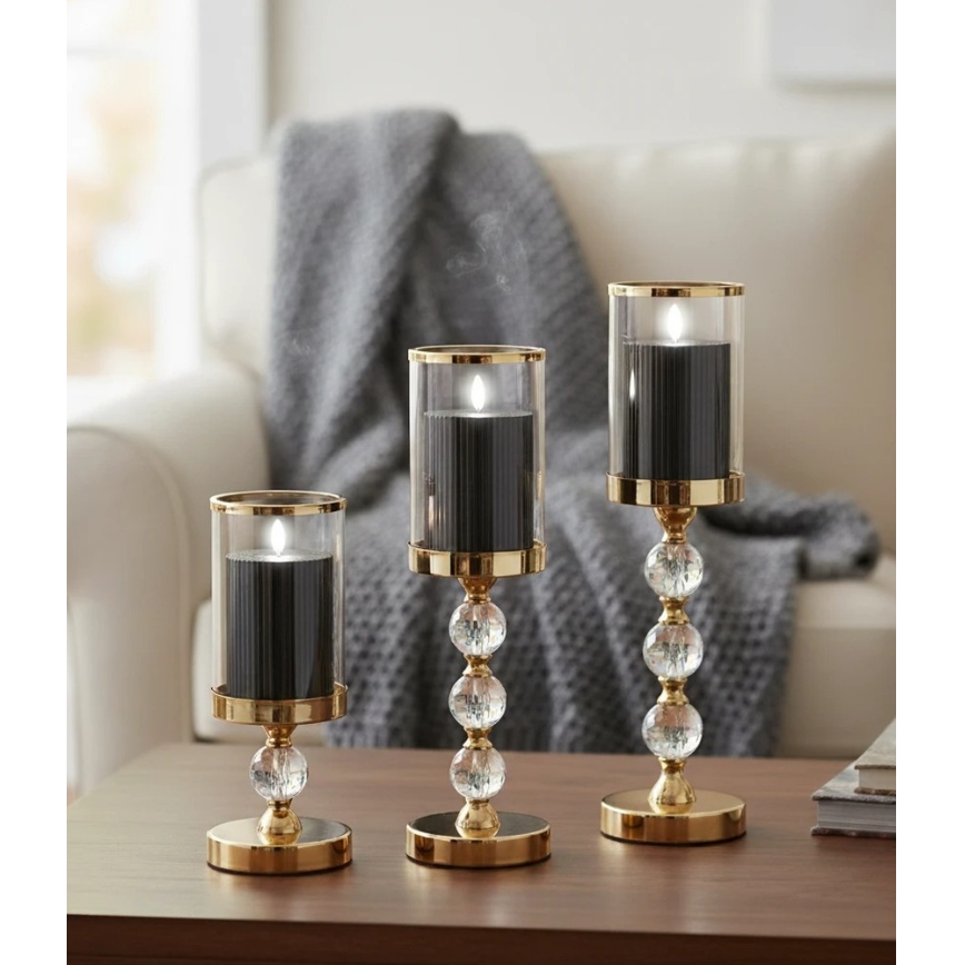 KOMPLET 3x LED sveća BRILLO LED/2xAA crna + daljinski upravljač