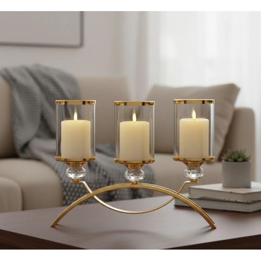 Komplet 3x LED sveća BRILLO LED/3xAAA krem + daljinski upravljač