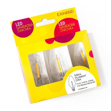 Komplet 3x LED zamenskih sijalica CONE E10/20V/0,1A, prozirne, proizvedeno u Češkoj